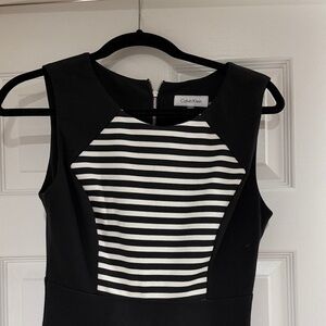 Calvin Klein Black and White Striped Dress